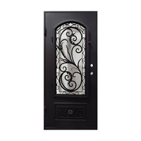 Porte d'entrée de luxe royale en acier, design moderne en fer et verre, sécurisée, décorative, antivol, résistante à l'eau, finition thermolaquée, battante