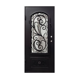 Royal Luxury Steel Entry Door with Iron Glass Modern Design Water Resistant Powder-Coated Finish Easy Assembly Exterior <b>Swing</b> - Product Image 1
