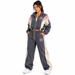 Conjunto Cortavientos con Capucha Personalizado, Etiqueta Privada, Chaqueta con Ribetes en Contraste, Pantalones Anchos, Ropa Deportiva Resistente al Viento - Product Image 3