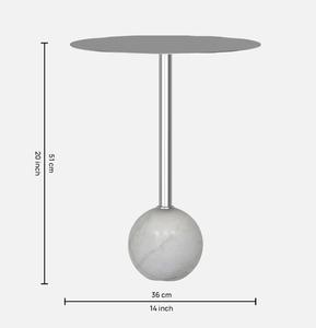 Modern Minimalist Pedestal Side <b>Table</b> with <b>Marble</b> Base Metal <b>Top</b> Living Room Furniture - Product Image 3