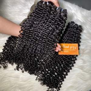 Extensions de cheveux de trame noire naturelle bouclée d'eau brute 100% Grade 12A paquets de cheveux crus vietnamiens prêts à expédier - Product Image 1
