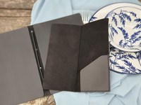 Porte-menu en cuir véritable de luxe classique, grande capacité, résistant à l'eau, fait main, léger, couleur personnalisée, logo personnalisé