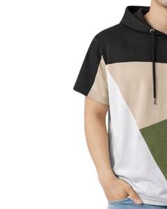 <b>Mens</b> Short Sleeve Hoodie T Shirt Casual Pullover Hooded Top Soft Cotton Summer Wear Black Beige Olive <b>White</b> Color Streetwear - Product Image 3