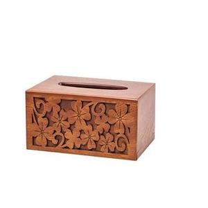 Decorative Handcrafted Wooden Tissue Box Holder with Carved Design For Home Decor Office Use Napkin Box Dispenser For Tableware - Product Image 1