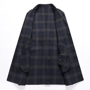 <b>Men's</b> Luxury <b>Double</b>-Sided 100% Wool Mandarin Collar Overcoat Business Casual for Autumn/Winter Thick Long Single Button - Product Image 5