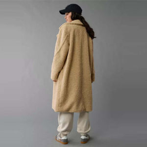 Abrigo Largo de Piel Sintética de Alta Calidad para Mujer, 100% Algodón y Lana, Abrigo Largo de Piel Sintética para Mujer - Product Image 3