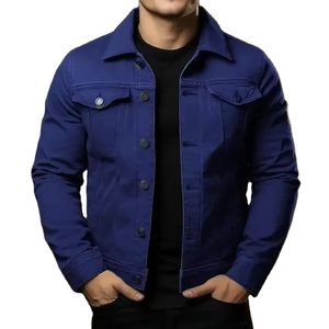 Vestes en jean pour hommes en gros, couleur unie personnalisée, col montant, respirantes, imperméables, fabriquées au Pakistan - Product Image 6
