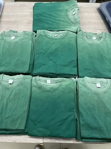 T-shirt Homme Oversize Vert Vintage Personnalisé, Teinture Ombrée par Trempage, Coton Épais, Lavage Minéral, Teinture par Pulvérisation, Ourlet Micro-Déchiré - Product Image 3