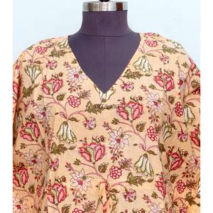 Robe tunique longue pour femme, noire et blanche, élégante, style plage, en coton biologique, imprimé floral, kaftan d'été - Product Image 3