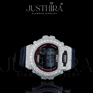 Reloj de pulsera digital de moda estilo hip hop, con bisel plateado brillante y correa negra de lujo, precio de fábrica al por mayor. - Product Image 4