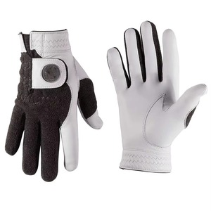 Gants de golf noirs personnalisés de haute qualité pour adultes, en cuir véritable durable, antidérapants, respirants et légers, avec logo sur mesure - Product Image 1