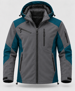 Chaqueta de Invierno Softshell para Hombre, Ajuste Personalizado, Forro Polar Cálido, Bloques de Color, Cortavientos, Capucha Desmontable, para Senderismo, Caza y Actividades al Aire Libre - Product Image 1