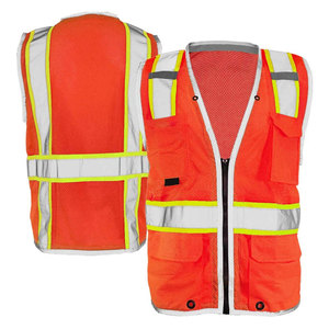 Gilet de sécurité haute visibilité respirant à séchage rapide, orange, réfléchissant, en polyester, vêtements de travail multi-poches, usage industriel et extérieur - Product Image 1