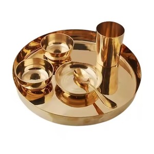 Service de table indien en laiton, ensemble de vaisselle traditionnelle, assiette, bol, cuillère, tasse, vaisselle en gros pour hôtel, restaurant - Product Image 5