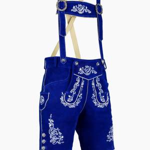 Lederhosen bávaros azules para hombre con tirantes, tallas europeas 46 a 60 - Product Image 1