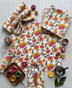 Serviettes de table carrées réutilisables en coton 100% imprimé, faites à la main, design imprimé à la main, couleurs personnalisables, vente en gros - Product Image 4