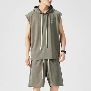 Ropa Deportiva Ligera de Otoño para Fisicoculturismo, Absorbente de Humedad, para Gimnasio, Correr, Uso Casual, Sudaderas sin Mangas, Pantalones Cortos - Product Image 1