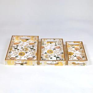 Platos Decorativos con Estampado Floral de Peonías Doradas, Bandejas Rectangulares de Lujo para Servir, Venta al Por Mayor para Pedidos al Mayoreo - Product Image 5