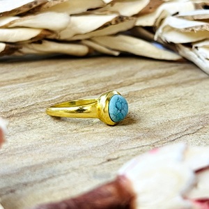 High Demand Turquoise <b>Rings</b> Minimalist Brass <b>Ring</b> For Women 18k Gold Plated <b>Dainty</b> Geometric <b>Ring</b> for Wholesale/OEM/ODM - Product Image 2