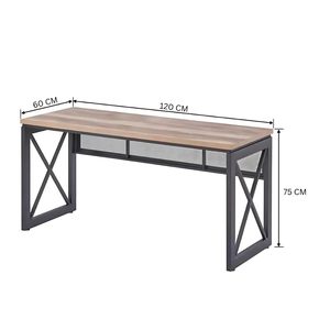 Escritorio para computadora Bedford Industrial X-Frame con gestión de cables de malla – Roble rústico y acero negro - Product Image 4