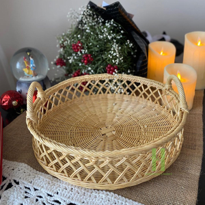 Elegant Beige Rattan <b>Storage</b> Trays for <b>Table</b> Decoration Bohemian Style Flexible Design 2026 Collection OEM HNH <b>Craft</b> Factory - Product Image 4