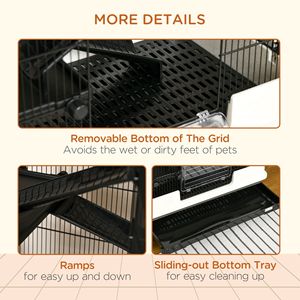 Gabbia per Conigli a 6 Livelli Nera con Ruote e Ampio Spazio Abitativo per Proprietari di Animali Domestici - Product Image 6