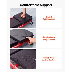 Chaise roulante pliante 2-en-1 pour mécanicien de 40 pouces avec siège, capacité de 450 lb, tabouret de garage à roulettes avec 6 roulettes pivotantes - Product Image 5