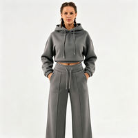 Ensemble de survêtement court d'hiver uni pour femme, pantalon de jogging streetwear personnalisé, 100% coton molletonné, marque privée, vente en gros, marque personnalisée