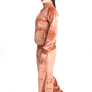 Wholesale Manufacturer Custom Women Velvet Winter Solid Casual <b>Tracksuit</b> Two Piece Set Soft Hoodie and Joggers - Product Image 6