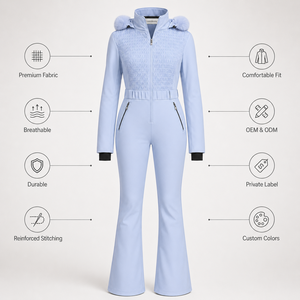 Combinaison de ski une pièce pour femme, imperméable, coupe-vent, isolée, avec capuche en fourrure, combinaison de snowboard, OEM ODM en gros - Product Image 3