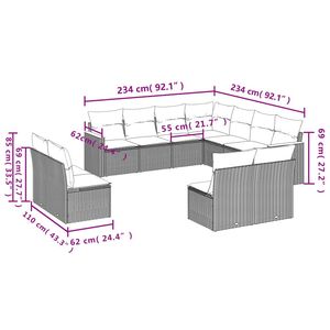 Ensemble de canapés de jardin en rotin moderne noir et crème, mobilier d'extérieur résistant aux UV, rotin PE, coussins en mousse haute densité, contemporain - Product Image 5