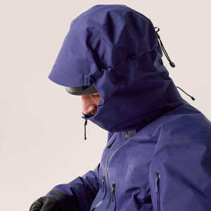 Men's Purple Waterproof Quick Dry Breathable Canvas <b>Fleece</b> Hooded Jacket with Zipper Pockets Sporty Autumn Outdoor Wear - Product Image 4