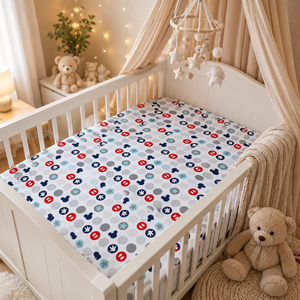 100% Organic Cotton Waterproof Fitted Crib Sheet | Knitted Baby Sheet with Animal/Plant Patterns Soft Breathable Premium Quality - Product Image 1