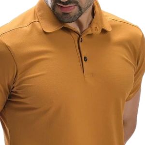 Polo en coton jaune moutarde personnalisé pour homme, manches courtes, décontracté, uniforme de golf, coupe classique, fabricant OEM, vêtements en gros - Product Image 2