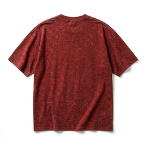 Camiseta Oversize con Lavado Ácido, Patrón Desgastado, Unisex, Manga Corta, Mezcla de Poliéster/Algodón, Estilo Casual Urbano, Verano, Lisa - Product Image 2