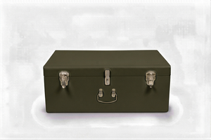 Classic Brown Metal <b>Storage</b> Trunk with Hinged <b>Lid</b> and Ornate Interior Pattern Rectangular Design for Organized <b>Storage</b> - Product Image 5