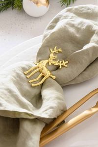 Handcrafted Aluminum Reindeer Napkin Rings with Detailed Holiday Design for Elegant Dining <b>Table</b> Presentation - Product Image 3