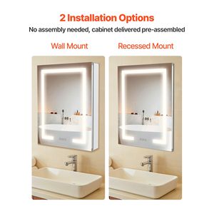 Specchio LED da Parete Incassato 20 X 26 con 3 Colori Dimmerabili, Armadietto Illuminato per Bagno - Product Image 5