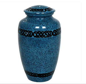 Urna Funeraria de Metal Grabada, Estilo Clásico Azul Antiguo, para Cenizas de Adultos, Estilo Americano/Europeo - Product Image 1