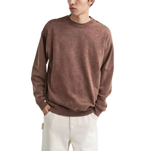 Sweat-shirts délavés à l'acide avec logo personnalisé imprimé, style streetwear décontracté, coupe classique, 100% coton uni, vente en gros directe usine - Product Image 1