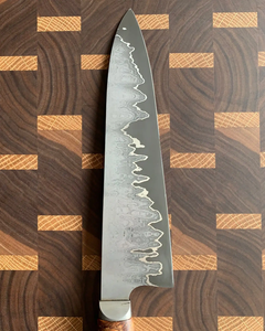 Couteau de chef artisanal LEGACY BLADES en acier Damas cuivré, manche en bois personnalisé, étui en cuir, fabricant OEM ODM - Product Image 6