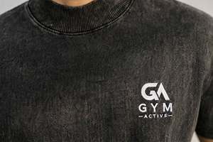 T-shirt à manches courtes en tricot pour homme GYM ACTIVE ENTERPRISES Acis Wash, coupe ample, épaules tombantes, coupe carrée, impression personnalisée - Product Image 6