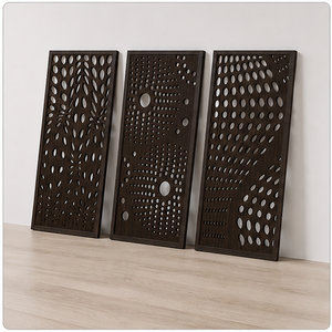 Geometric Wooden <b>Wall</b> Art Rectangle Dark Brown Modern Minimalist Handmade Bamboo Wood Frame <b>Large</b> Home <b>Decoration</b> - Product Image 3