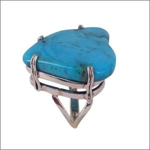 Anillo DE PLATA 925 con piedras preciosas de ónix azul Anillo de piedras preciosas finas con forma de corazón de alta calidad - Product Image 1