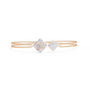 Pulsera de Cadena con Diamantes Cuadrados Cultivados en Laboratorio en Oro Rosa de 14K |   Diseño de Halo Geométrico |   Diamante Minimalista para Uso Diario para Mujer - Product Image 1