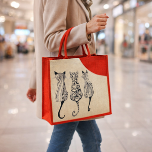 Bolsa de Compras Reutilizable con Asas de Yute Negras, Diseño Personalizado con Logotipo, Patrón a Rayas Elegante para Mujer, R.D Bag House - Product Image 3