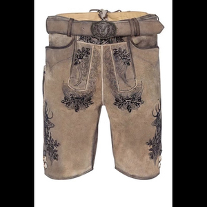 2026 Meilleures ventes Lederhosen pour hommes, Costume authentique allemand bavarois d'Oktoberfest, respirant, style urbain, en daim véritable fendu - Product Image 1