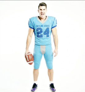 Conjunto de Uniforme de Fútbol Americano de Primera Calidad, Color Azul Cielo, con Pantalones Cortos, de Secado Rápido, al Por Mayor - Product Image 5