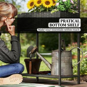 Fioriera Nera da Esterno con Supporto per Piante, Vaso da Giardino, Letto per Piante - Recinzione, Traliccio e Cancelli Durevoli per la Coltivazione Esterna - Product Image 3