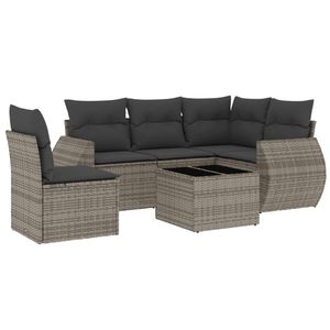 Ensemble de canapés de jardin en rotin gris 6 places, mobilier d'extérieur au design contemporain, structure en acier avec rangement - Product Image 4